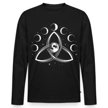 Triquetra et phases de lune - Symbole spirituel - T-shirt manches longues Premium bio Homme - noir - Devant - Nico (187cm)
