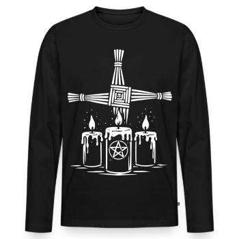 Croix d’Imbolc Brigid avec des bougies rituelles - T-shirt manches longues Premium bio Homme - noir - Devant - Nico (187cm)