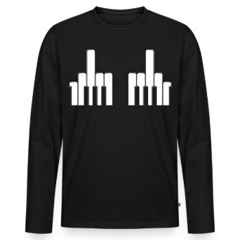 Piano Keys Middle Fingers - Men's Premium Organic Long Sleeve Shirt - black - Front - Nico (187cm)