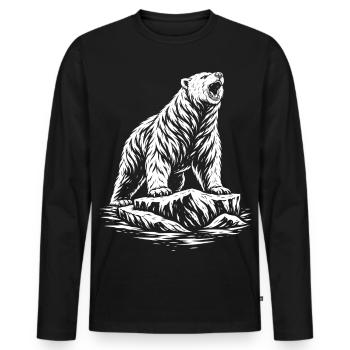 Tribal Polar Bear – Wild Polar Bear Motif - Men's Premium Organic Long Sleeve Shirt - black - Front - Nico (187cm)