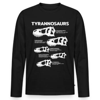 Tyrannosaurus Tarbosaurus Albertosaurus Fact Sheet - Men's Premium Organic Long Sleeve Shirt - black - Front - Nico (187cm)