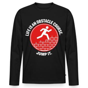 Parkour Life Obstacle Course Hindernislauf - Men's Premium Organic Long Sleeve Shirt - black - Front - Nico (187cm)