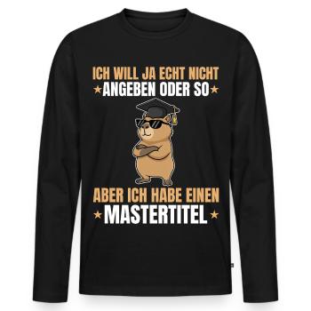 Masterprüfung bestanden Capybara mit Mastertitel - Männer Premium Bio Langarmshirt - Schwarz - Vorne - Nico (187cm)