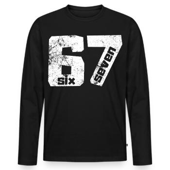67 Six Seven - Männer Premium Bio Langarmshirt - Schwarz - Vorne - Nico (187cm)
