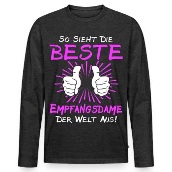 Réceptionniste qui dit - T-shirt manches longues Premium bio Homme - anthracite chiné - Devant - Nico (187cm)