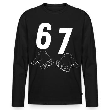 67 Six Seven - Männer Premium Bio Langarmshirt - Schwarz - Vorne - Nico (187cm)