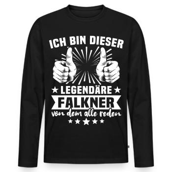 Falkner Legende - Männer Premium Bio Langarmshirt - Schwarz - Vorne - Nico (187cm)