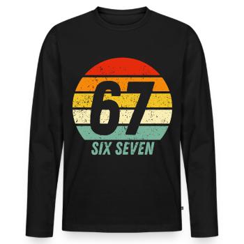67 Six Sept - T-shirt manches longues Premium bio Homme - noir - Devant - Nico (187cm)