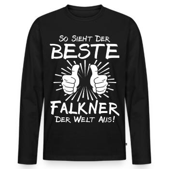 Bester Falkner - Männer Premium Bio Langarmshirt - Schwarz - Vorne - Nico (187cm)