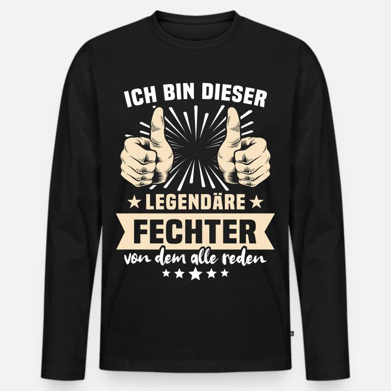 Fechter Sprüche - Männer Premium Bio Langarmshirt - Schwarz