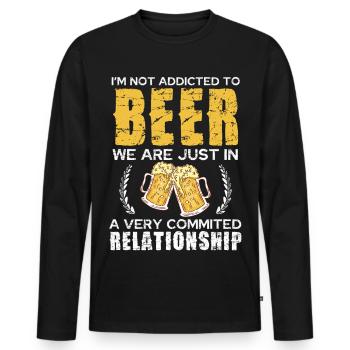 Beer Lover Relationship Joke Shirt - Men's Premium Organic Long Sleeve Shirt - black - Front - Nico (187cm)