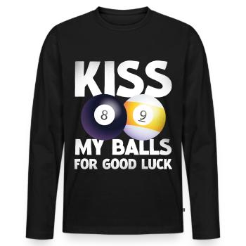Billiard Humor: Glückskugeln Duo - Männer Premium Bio Langarmshirt - Schwarz - Vorne - Nico (187cm)