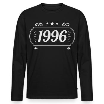 Vintage 1996 Rétro Anniversaire 1996  - T-shirt manches longues Premium bio Homme - noir - Devant - Nico (187cm)