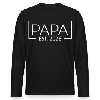 Père fondé en 2026 Papa en 2026 Première fois Papa en 2026 - T-shirt manches longues Premium bio Homme - noir - Devant - Nico (187cm)