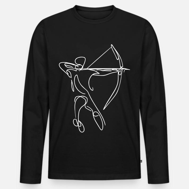 Bogenschütze Zeichnung - Männer Premium Bio Langarmshirt - Schwarz