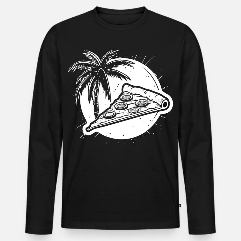 Pizza Grafik - Männer Premium Bio Langarmshirt - Schwarz