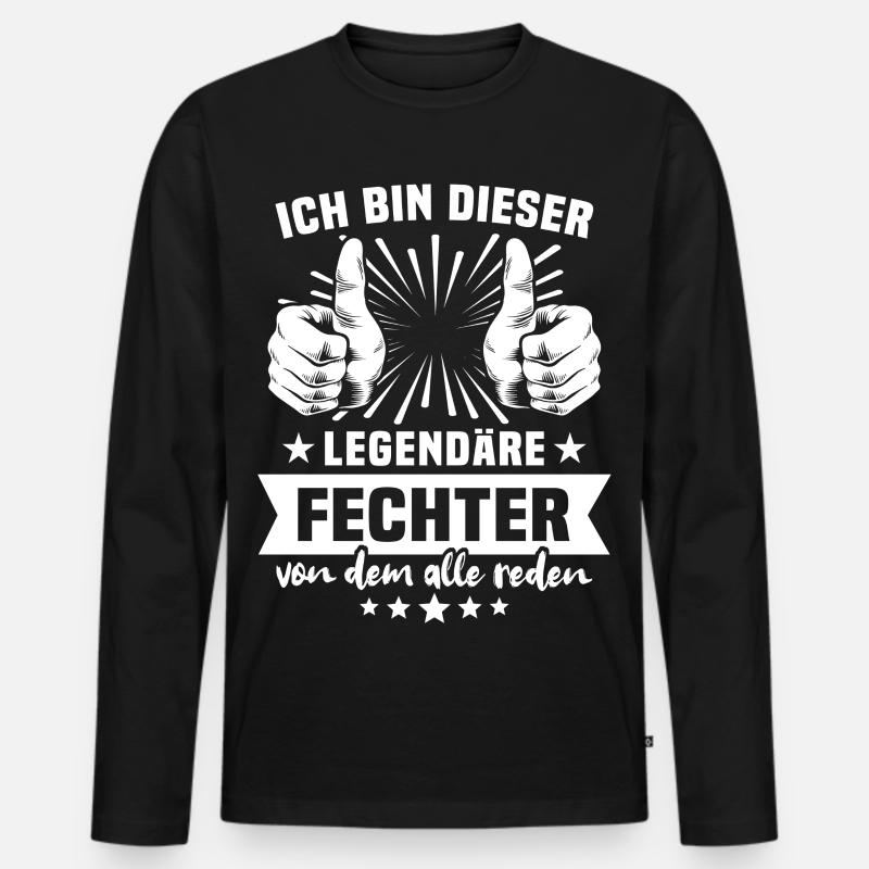 Fechter Legende - Männer Premium Bio Langarmshirt - Schwarz