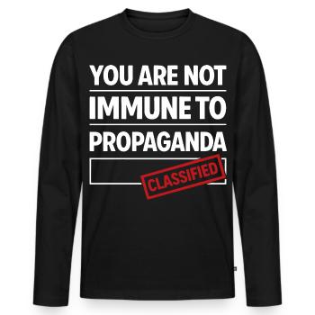 pas à l’abri de la propagande - T-shirt manches longues Premium bio Homme - noir - Devant - Nico (187cm)