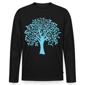 Silhouette icône bleue d’arbre jumbo imprimé - T-shirt manches longues Premium bio Homme - noir - Devant - Nico (187cm)