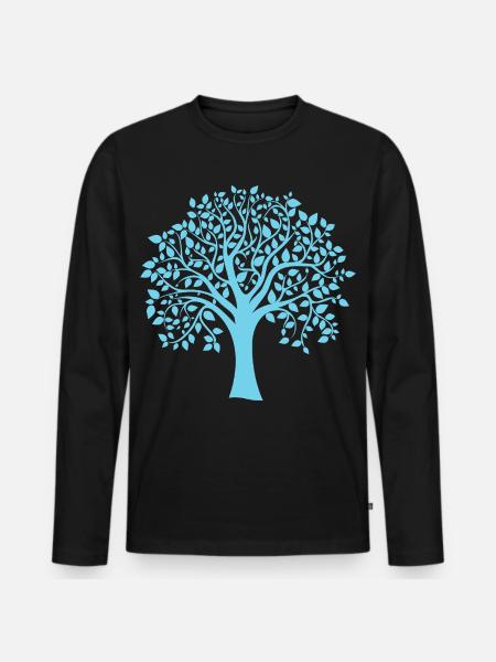 Icon Blue Jumbo Tree Print Silhouette - Men's Premium Organic Long Sleeve Shirt - black