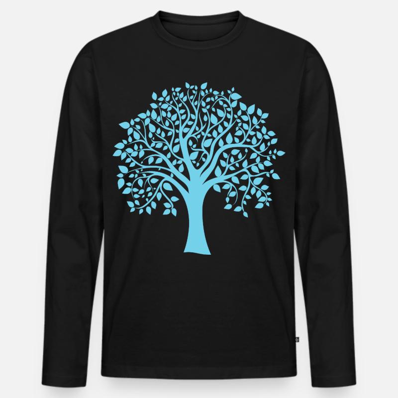 Icon Blue Jumbo Tree Print Silhouette - Männer Premium Bio Langarmshirt - Schwarz