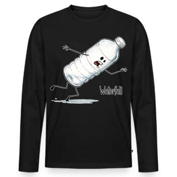 Waterfall – Fallende Wasserflasche Cartoon - Männer Premium Bio Langarmshirt - Schwarz - Vorne - Nico (187cm)
