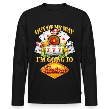 Out Of My Way – I'm Going To The Casino - Männer Premium Bio Langarmshirt - Schwarz - Vorne - Nico (187cm)