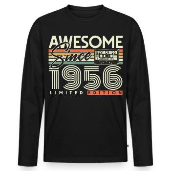 70e anniversaire 1956 Vintage Born Retro - T-shirt manches longues Premium bio Homme - noir - Devant - Nico (187cm)