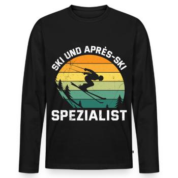 Skiing SKI APRÈS-SKI SPECIALIST FUNNY - Men's Premium Organic Long Sleeve Shirt - black - Front - Nico (187cm)