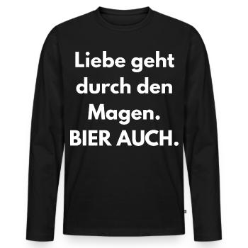 L’amour traverse l’estomac. La bière aussi. - T-shirt manches longues Premium bio Homme - noir - Devant - Nico (187cm)