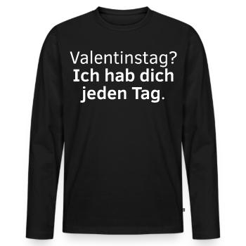 La Saint-Valentin Je t’ai pris une chemise tous les jours - T-shirt manches longues Premium bio Homme - noir - Devant - Nico (187cm)
