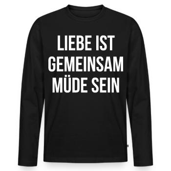 L’amour est fatigué ensemble sois chemise - T-shirt manches longues Premium bio Homme - noir - Devant - Nico (187cm)