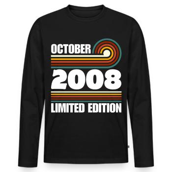 Limited Edition 2008 18th Birthday Gift - Men's Premium Organic Long Sleeve Shirt - black - Front - Nico (187cm)