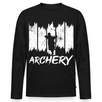Bogensportler - Männer Premium Bio Langarmshirt - Schwarz - Vorne - Nico (187cm)