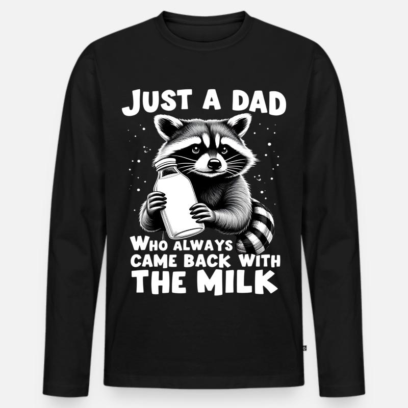 Milchbringender Vater-Raccoon - Männer Premium Bio Langarmshirt - Schwarz