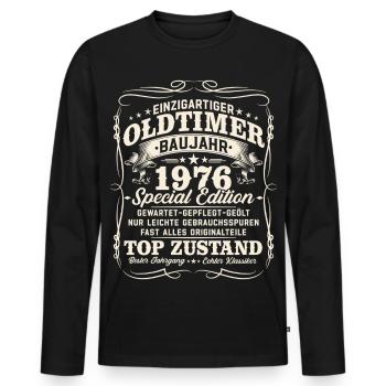Oldtimer 1976 Baujahr 50. Geburtstag Geschenk - Männer Premium Bio Langarmshirt - Schwarz - Vorne - Nico (187cm)