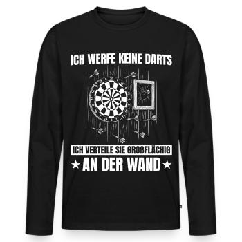 Distributing darts over a large area - Funny darts player - Men's Premium Organic Long Sleeve Shirt - black - Front - Nico (187cm)