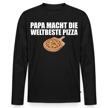 Pizza baker dad makes the world's best pizza - Men's Premium Organic Long Sleeve Shirt - black - Front - Nico (187cm)