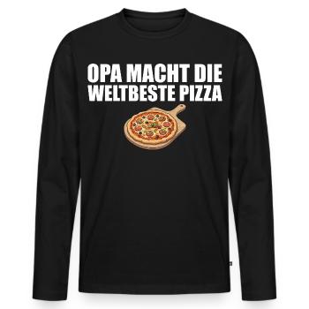 Pizza baker grandpa makes the world's best pizza - Men's Premium Organic Long Sleeve Shirt - black - Front - Nico (187cm)