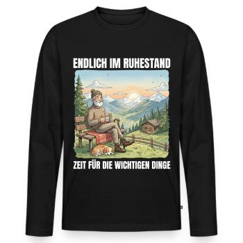 Randonnée à la retraite Temps pour les choses importantes - T-shirt manches longues Premium bio Homme - noir - Devant - Nico (187cm)