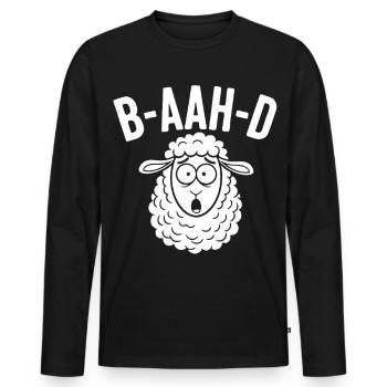 Humour de jeux de mots sur les moutons - T-shirt manches longues Premium bio Homme - noir - Devant - Nico (187cm)