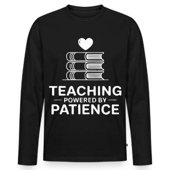Teaching Powered by Patience - Men's Premium Organic Long Sleeve Shirt - black - Front - Nico (187cm)
