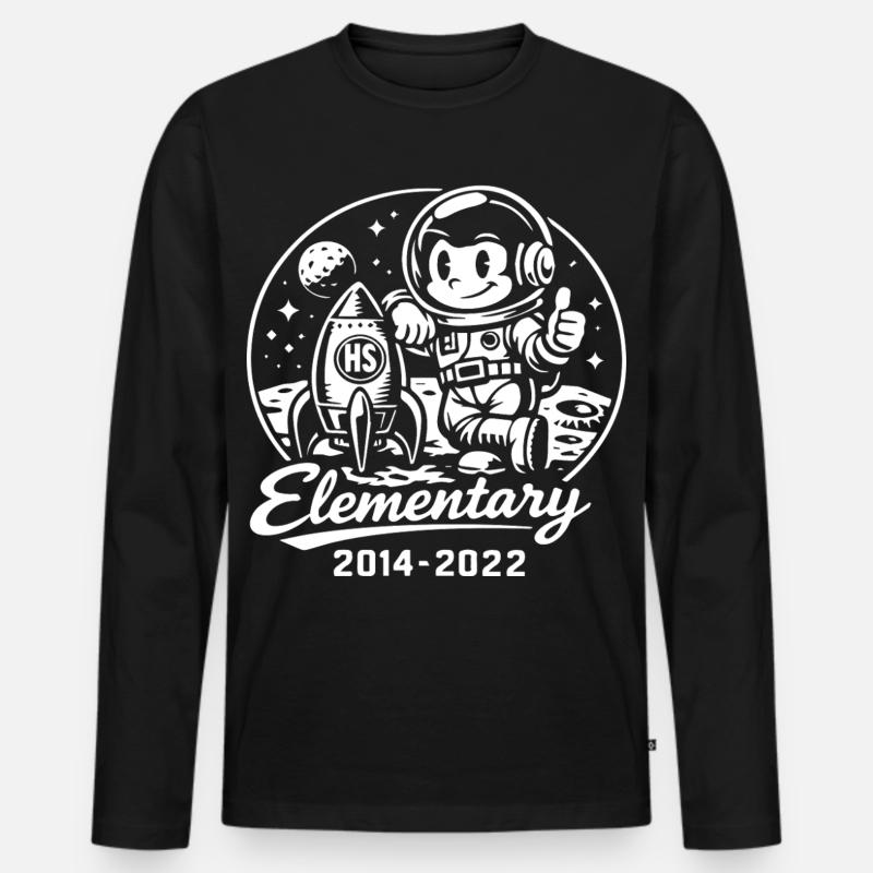 Astronaut und Rakete im Kosmos - Männer Premium Bio Langarmshirt - Schwarz
