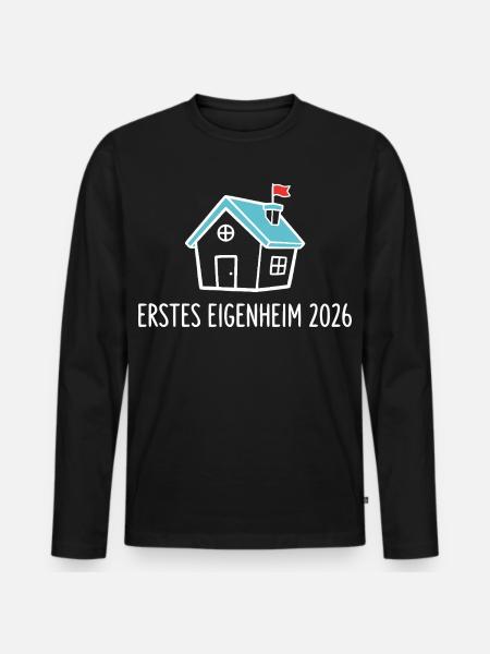 Erstes Eigenheim 2026 Hausbau - Männer Premium Bio Langarmshirt - Schwarz