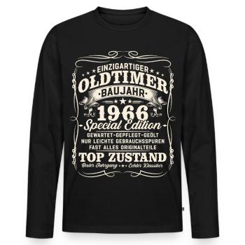 60. Geburtstag 1966 Oldtimer Geschenk Retro - Männer Premium Bio Langarmshirt - Schwarz - Vorne - Nico (187cm)