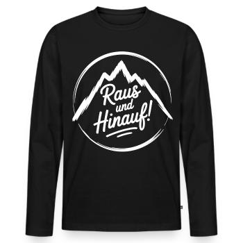 Sortons d’ici : Là où commence la liberté dans les montagnes - T-shirt manches longues Premium bio Homme - noir - Devant - Nico (187cm)