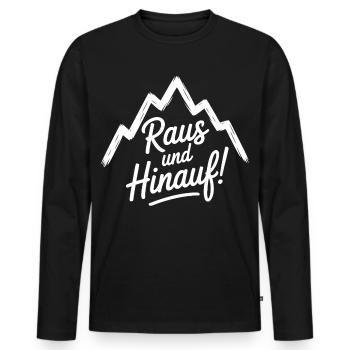 Sortons d’ici – la liberté dans les montagnes - T-shirt manches longues Premium bio Homme - noir - Devant - Nico (187cm)