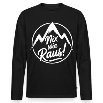 Liberté dans les montagnes | Plein air et nature - T-shirt manches longues Premium bio Homme - noir - Devant - Nico (187cm)