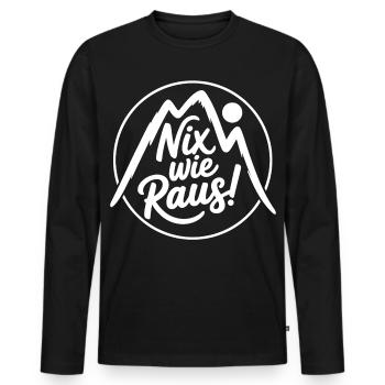 Sortons d’ici – la liberté dans les montagnes - T-shirt manches longues Premium bio Homme - noir - Devant - Nico (187cm)