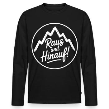 Sortons d’ici – la liberté dans les montagnes - T-shirt manches longues Premium bio Homme - noir - Devant - Nico (187cm)